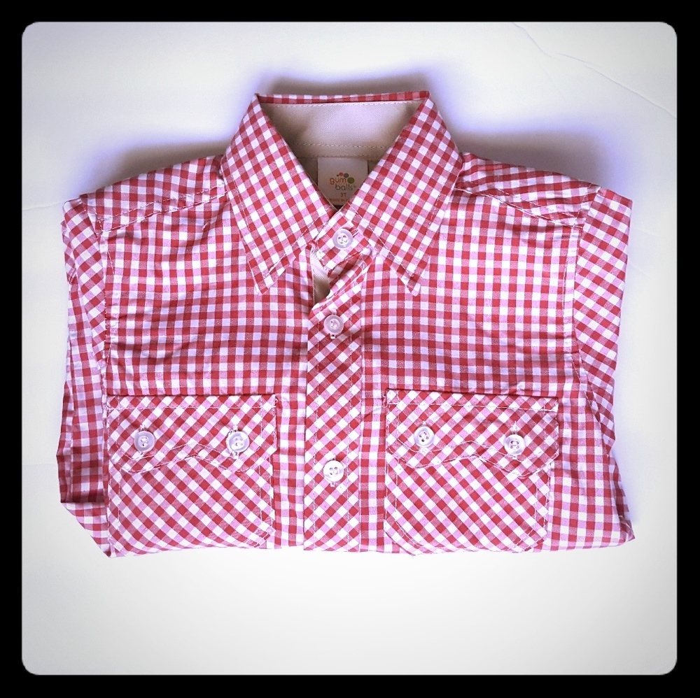Boys Gingham Long Sleeve Button Down Shirt